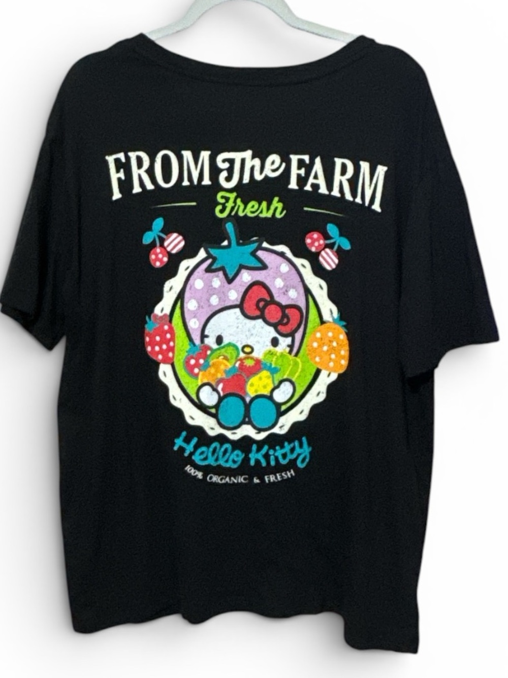 HELLO KITTY Farm Fresh Graphic Tee XXL 23.5” p2p Black - Picture 7 of 9